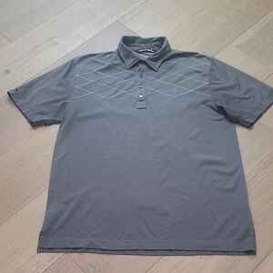 Travis Mathew Golf Polo Shirt Men's sz L Grey Embroidered Short Sleeve Polo